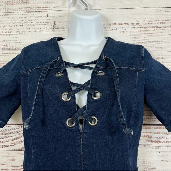 Frame Prosser Medium Wash Short Sleeve Denim Jumpsuit - Picture 2 of 16
